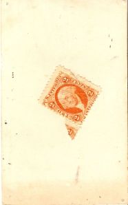 Tax revenue stamp of unidentified photograph of couple, 1866; digital image 2012, privately held by Melanie Frick, 2013.